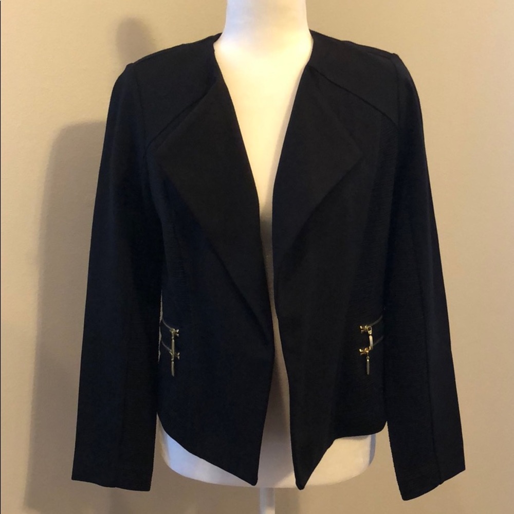 Chico’s black blazer with gold zippers. Chico Sz 0